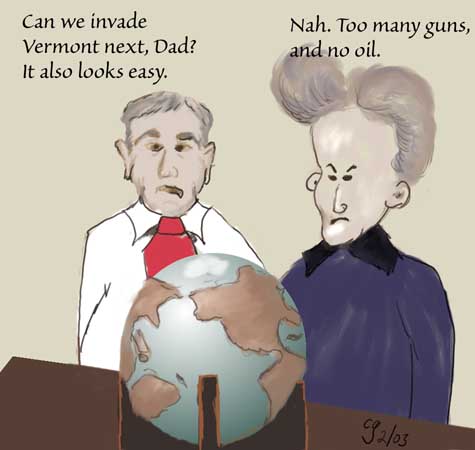 George Bush and Dad and war globe
